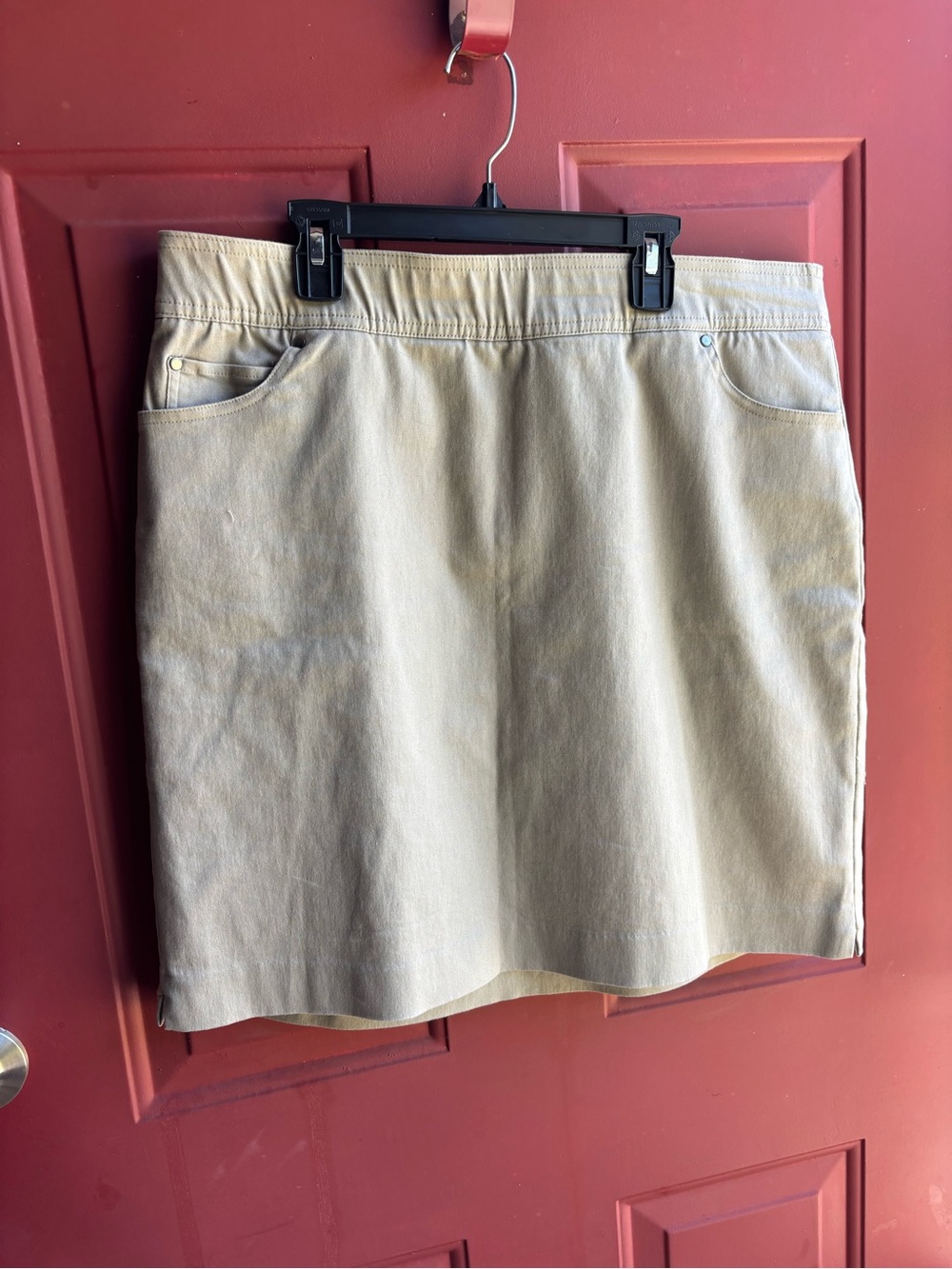 Kim Rogers Beige Midi Pull-On Skirt